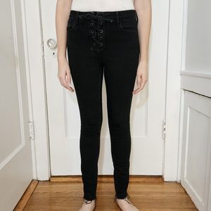 Hollister Black Lace Up Jeans 3R 26 High Rise Super Skinny Black Jeans Women's